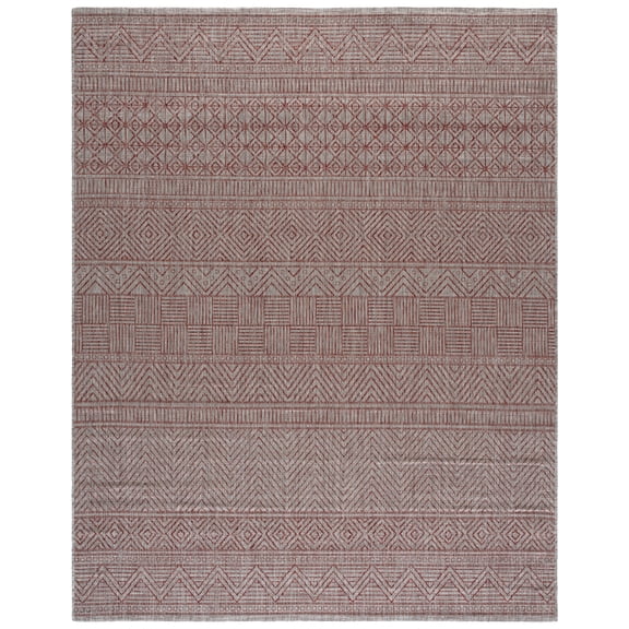 SAFAVIEH Courtyard Altan Geometric Indoor/Outdoor Area Rug, Beige/Rust, 8' x 10'