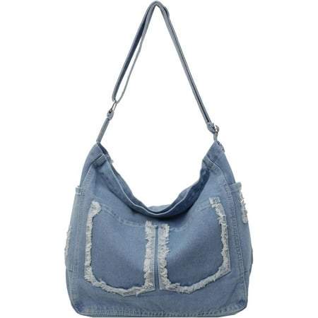 ShengRui Denim Handbags for Women  Large Jean Purses for Women Denim Shoulder Bag Y2K Messenger Bag