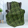 thumbnail image 4 of Mandala Soft Flannel Fleece Throw Blanket, Overlapping Retro Antique Round Flowers Native Culture, Cozy Plush for Indoor and Outdoor Use, 70" x 90", Pale Green Dark Green, by Ambesonne, 4 of 5