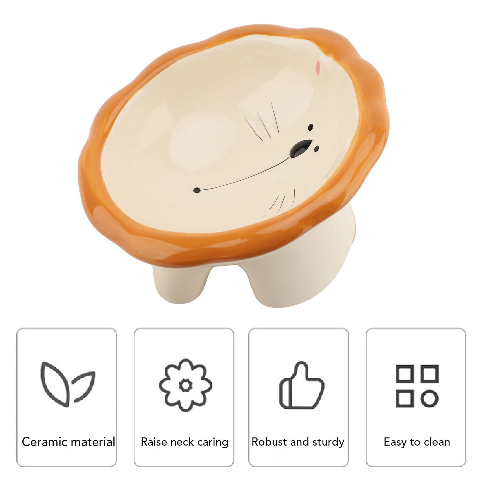 Yajisi Tilted Elevated Ceramic Pet Food Bowl for Cats and Dogs, Adorable Lion Design Anti-Spill Feeder, 6.1 inches / 15.5 cm Green