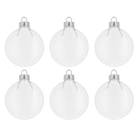 Christmas Glass Blocks - Set of 6 Flat Clear Glass Christmas Ornaments 2.62 Inches