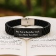 thumbnail image 2 of Funny Shih Tzu Dad Gifts for Birthday - I'm Not A Regular Dad. I'm A Shih Tzu Dad. Glide lock Clasp Black Stainless Steel Silicone Adjustable, 2 of 4