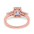 thumbnail image 3 of Rose Tone, Simulated Cubic Zirconia Size-5 Art Deco Wedding Bridal Engagement Ring Emerald Cut 8mmx6mm Baguette Ring 925 Sterling Silver, 3 of 7