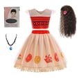 thumbnail image 1 of Niñas Moana Aventura Vestido Falda Conjunto Princesa Vestir Disfraz de Halloween, 1 of 5