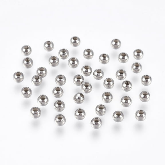 200pc Round 304 Stainless Steel Spacer Beads Metal Findings for Jewelry Making Supplies Stainless Steel Color 4mm Hole: 1.5mm DIY