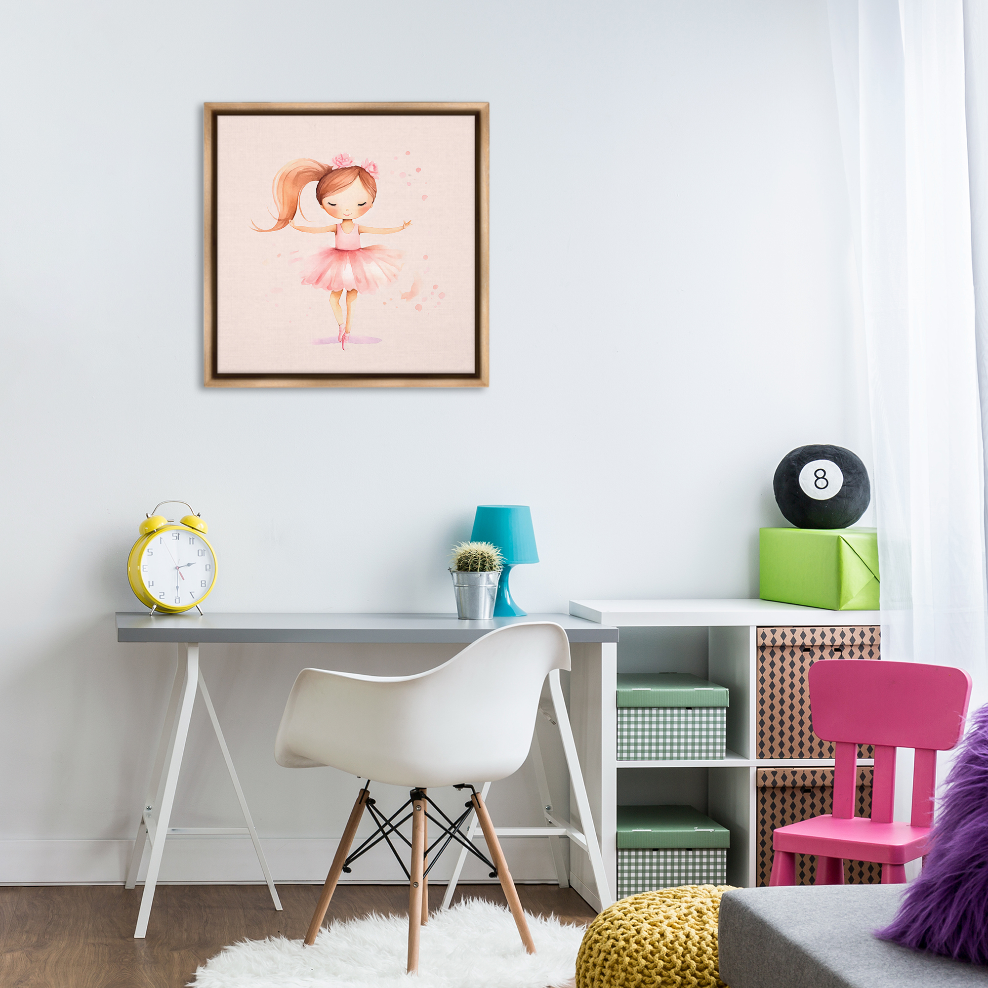 Stupell Industries Little Dancer Girl People Painting Brown Floater Framed Canvas Art Print Wall Art, 25 x 25