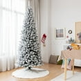 Gymax 7.5 FT Artificial Slim Christmas Tree Unlit SnowFlocked Xmas