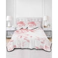 thumbnail image 2 of Quilts Twin Size Bedding Set, Pink Floral Art Lightweight Quilted Comforter, Watercolor Botanical Spring Flowers Soft Reversible Bedspread Coverlet with Pillow Covers for All Season, 68" x 86", 2 of 7