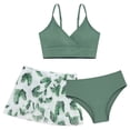 thumbnail image 2 of HULIJA Kids Girls 3Pcs Floral Print Swimsuit Padded Bra Bikini Top with Bottoms Beach Holiday Tankini Green 13-14Y, 2 of 6
