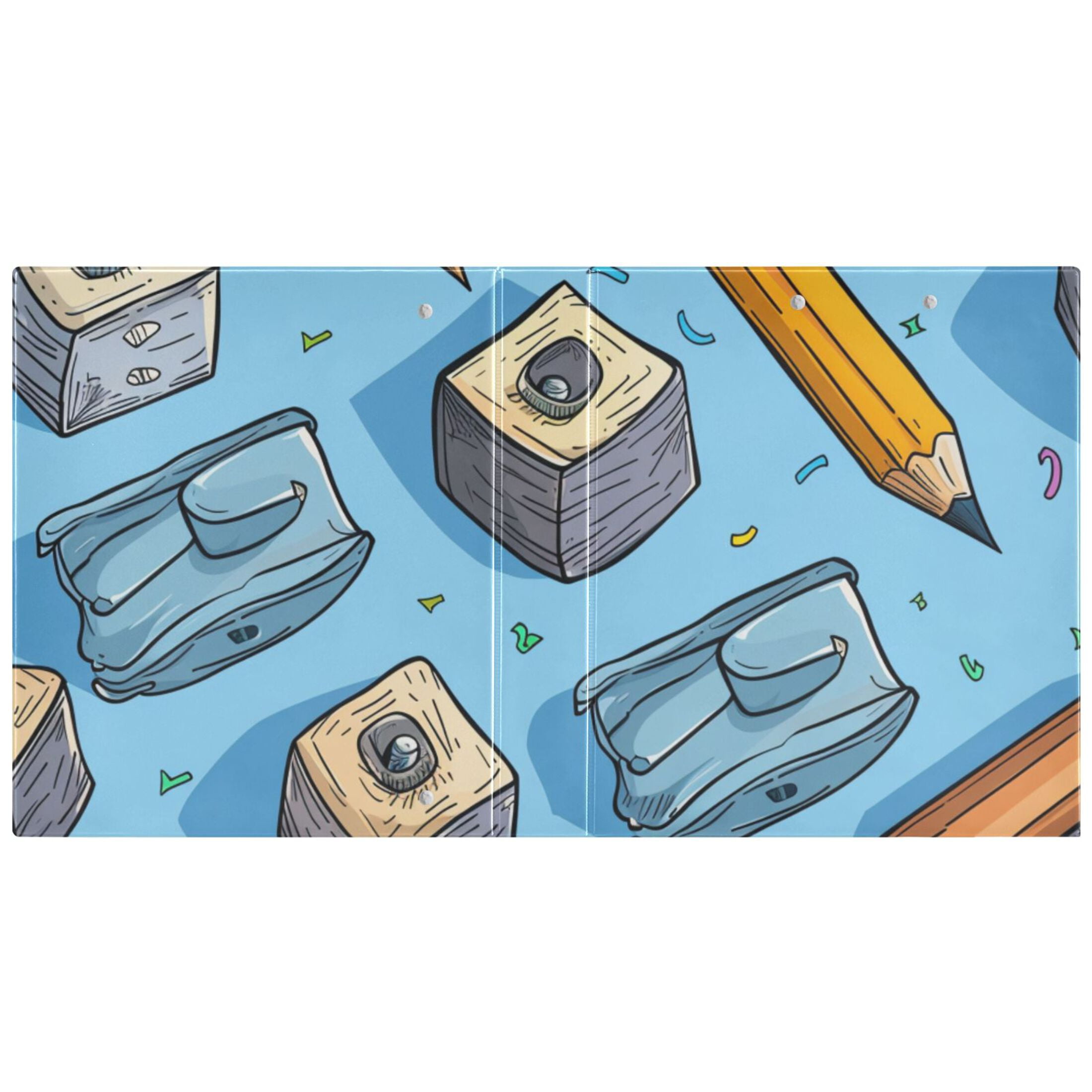 Pencil Sharpener 3 Ring Binders 1.5 inch Hardcover File Folders with Interior Pockets A4 Size Organizer for School Office Hospital