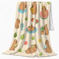 thumbnail image 2 of Cheerful Tropical Capybara Pattern Playful, Playful Coastal Landscape Scene, Warm Flannel Blanket for Beach House and Living Room, Beach Lovers Housewarming Gift, Coastal Home Decor, 2 of 9