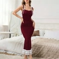 thumbnail image 2 of Tnhcen Women's Long Nightgown Strappy Sleepwear Milk Silk Loungewear S-XL 95% Polyester 5% Spandex Sexy Bodycon Slip Dress Comfortable Home Wear Wine, 2 of 4