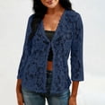 thumbnail image 6 of Lace Cardigans for Women Elegant 3/4 Sleeve Cardigans Lightweight Ladies Open Front Summer Cardigan Business Office Casual Bolero Shrug Womens Blouses for Dress Evening Party Wedding Daily Navy L, 6 of 7
