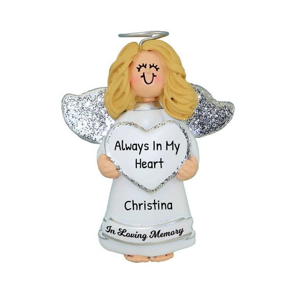 Ornaments by Elves Personalized Blonde Angel with Silver Wings Christmas Tree Ornaments 2024 .25lbs