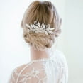thumbnail image 5 of Peineta para el cabello hecha a mano para novias europeas y americanas, accesorios para vestido de boda, accesorios para el cabello con hojas plateadas, flores y cristales, 5 of 5