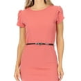thumbnail image 5 of Women's Casual Solid Puff Sleeves Midi Dress with Belt, 5 of 6