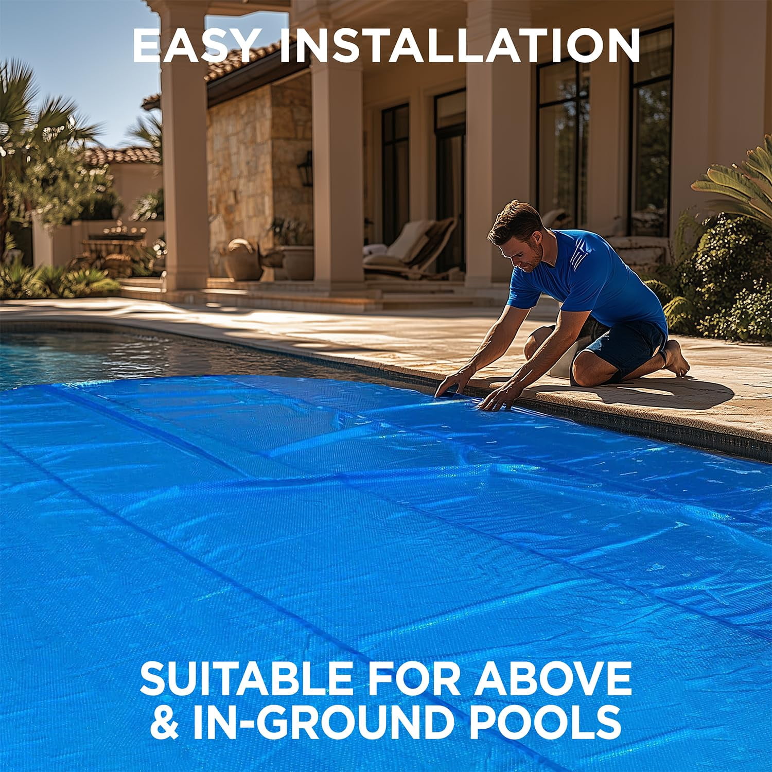 Shop Square 18' x 33' Oval Solar Pool Cover, 12 Mil, for Inground and Above Ground Pools, Blue