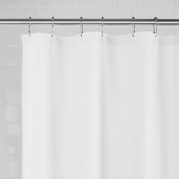 Water Repellent Textured Fabric Shower, Organic Cotton Shower Curtain No Liner