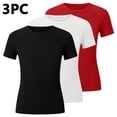 thumbnail image 5 of WAVSUF Girls Short Sleeve Tee 3-Pack Round Neck Short Sleeve Skinny Summer Casual Soft T-Shirt Red Size 7-8, 5 of 5