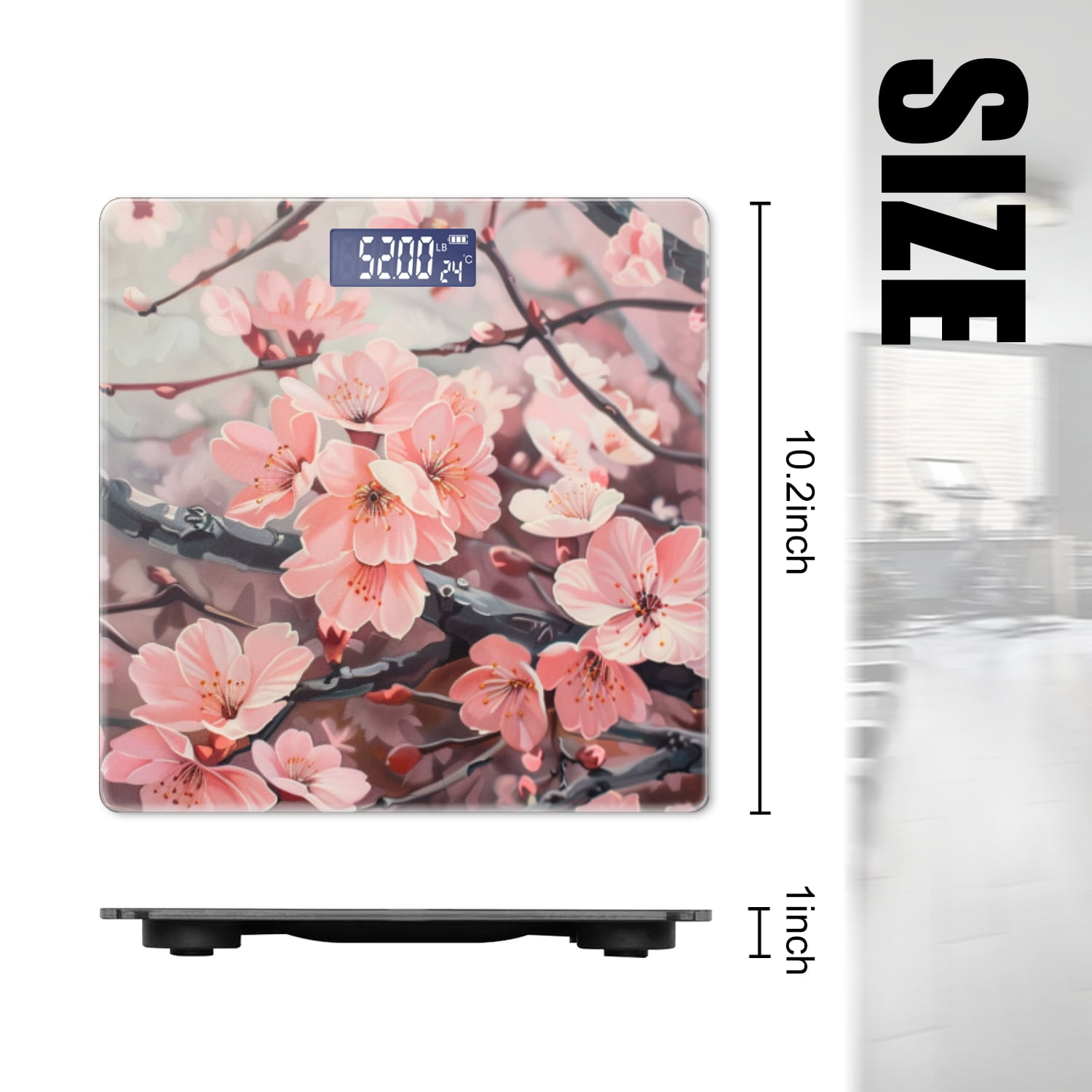 Bathroom Scale, Highly Accurate Digital Body Scale,Precisely Measures Weight up to 400 lbs-The Peach Blossoms In Full Bloom With Pink And White Flowers