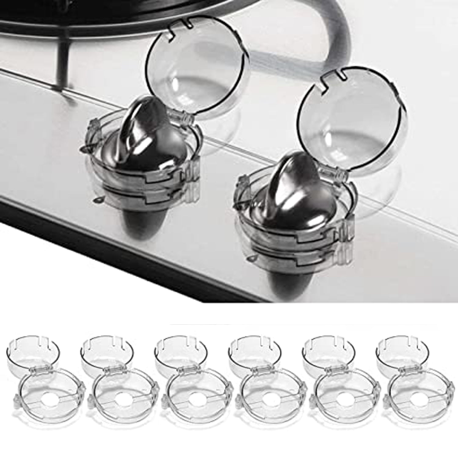 6 PCS Child Safety Gas Stove Knob Covers, Two Switches Baby Proof