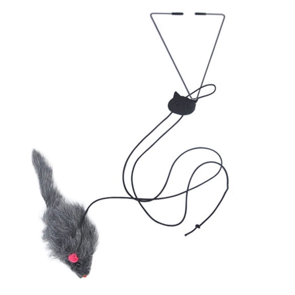 MEIBUTYUP Interactive Cat Teaser Toy with Adjustable Cotton Rope, Grey - Engaging Kitten Play Accessory for Active Cats