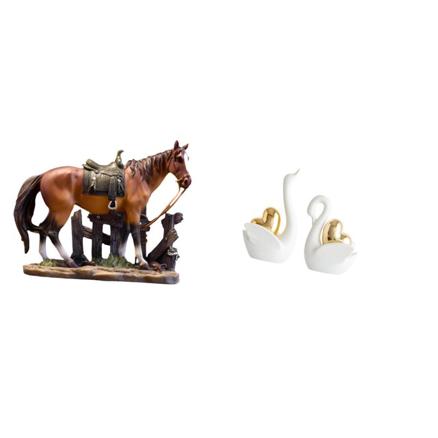 Elegante Colección De Esculturas De Resina De Caballos Y Cisnes Para El Hogar, La Oficina, El Escritorio, La Sala De Estar, La Estantería O La Entrada. Decoración Ideal Para Amantes De Los