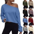 thumbnail image 3 of Msgweeeg Off-Shoulder Pullover Sweatshirt, Lightweight, Women's S-XXXL, 3 of 8