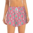 thumbnail image 2 of Balery Pastel Christmas Trees on Pink Pantalones cortos deportivos para mujer con forro y dos bolsillos, elásticos, para entrenamiento, gimnasio, yoga-X-Large, 2 of 7