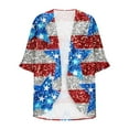 thumbnail image 4 of Wiyuqeen American Flag Lightweight Summer Cardigans Womens 4th of July Short Sleeve Chiffon Cardigan Open Front Stars Striped Cover Up, 4 of 5