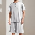 thumbnail image 3 of Kureaily Men's Round Neck Short Sleeve Top Shorts Casual Style Homewear Pajama Set Mens Pajama Set, 3 of 6