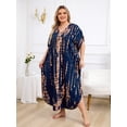 thumbnail image 2 of Tie Dye Caftan Robe Lightweight Kaftan Dresses for Swimwear Women Plus Size Beach Maxi Dress Long Resort Tunic Batwing Sleeve Summer Outfits Oversized Bath Robe Casual Afirca Dress moomoo House Wear, 2 of 9