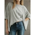 thumbnail image 2 of Women's T-shirt Round neck short-sleeved casual tops Elegant solid colour T-shirt tops, 2 of 6