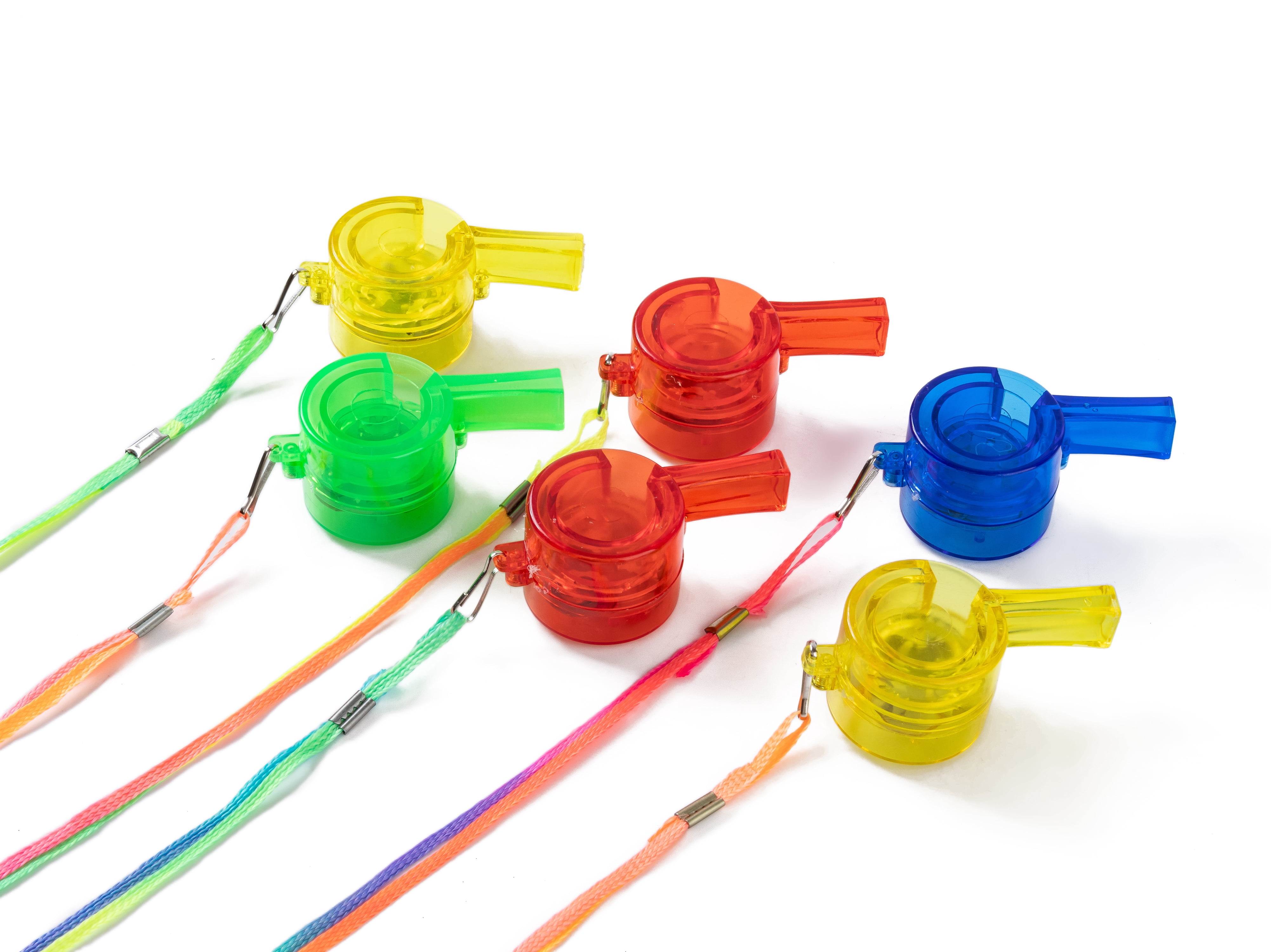 Way To Celebrate Light Up Flashing Whistle Party Favors, 6 Count LED Whistles with Lanyard