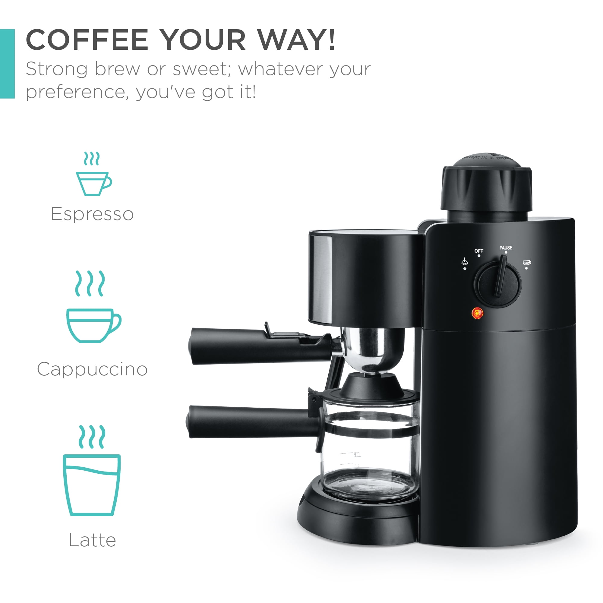 Espresso And Coffee Machine, 3 In 1 Combination 15 Bar Espresso Machine And  Single Serve Coffee Maker With Coffee Mug, Milk Frother For Cappuccino And  Latte, Black – Casazo