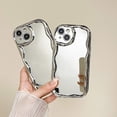 thumbnail image 2 of Luxury Plating Silver Makeup Mirror Case For iPhone 14 13 12mini 11 Pro Max XS X XR 13 7 8 Plus SE2 Electroplating Soft Cover, 2 of 5