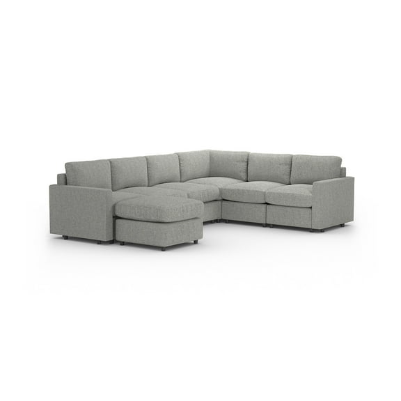 Sala Seccional Modular Esquinera Adapti 6 Plazas + Otomano | Gris Niebla