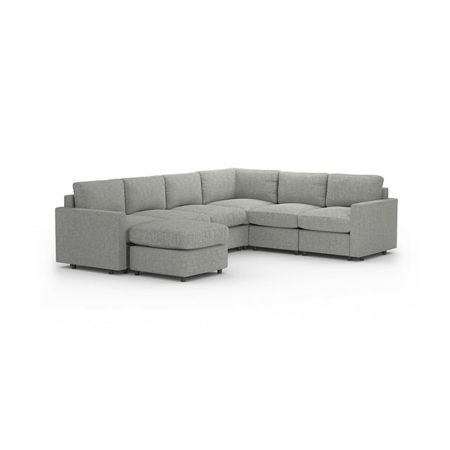 Sala Seccional Modular Esquinera Adapti 6 Plazas + Otomano | Gris Niebla