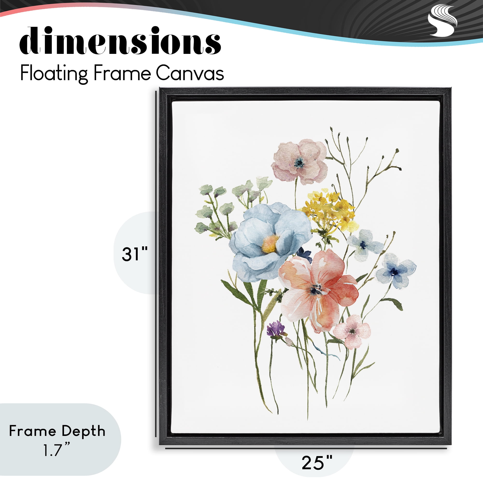 Stupell Industries Spring Meadow Wild Flowers Black Framed Floater Canvas Wall Art, design by Livi Finn