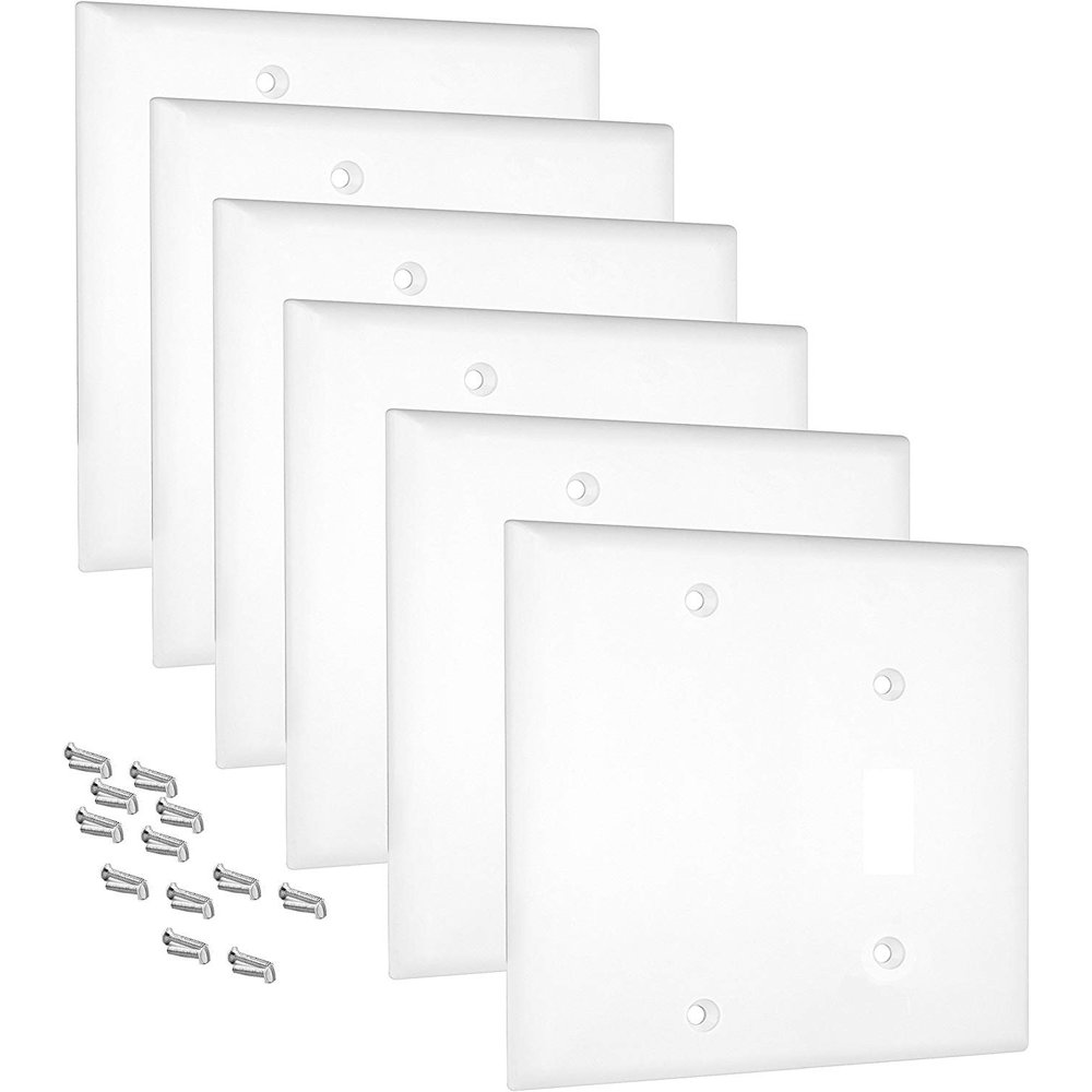 Sleeklighting 6 Pack Plastic White Look Outlet Covers Blank/Toggle