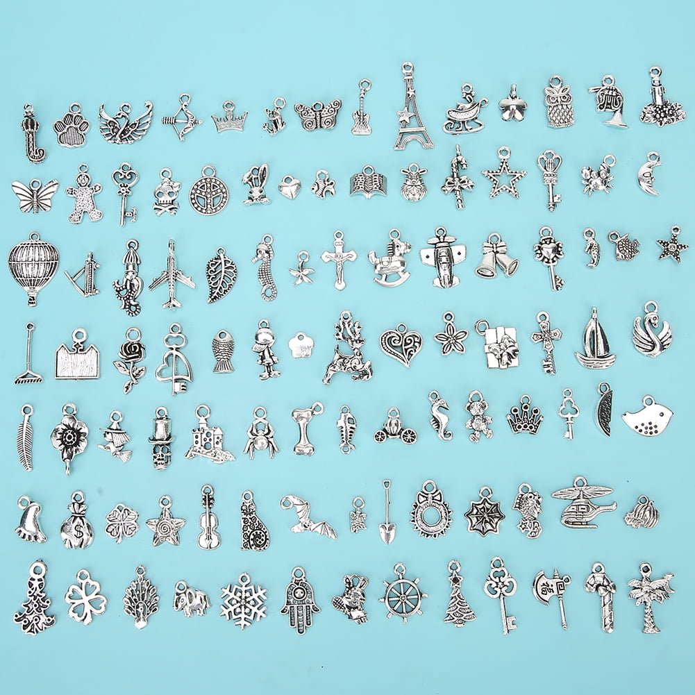 Mgaxyff 100pcs Wholesale Mixed Tibetan Silver Jewelry Making Pendants DIY Jewelry Findings Accessory For Necklace Bracelet Crafts