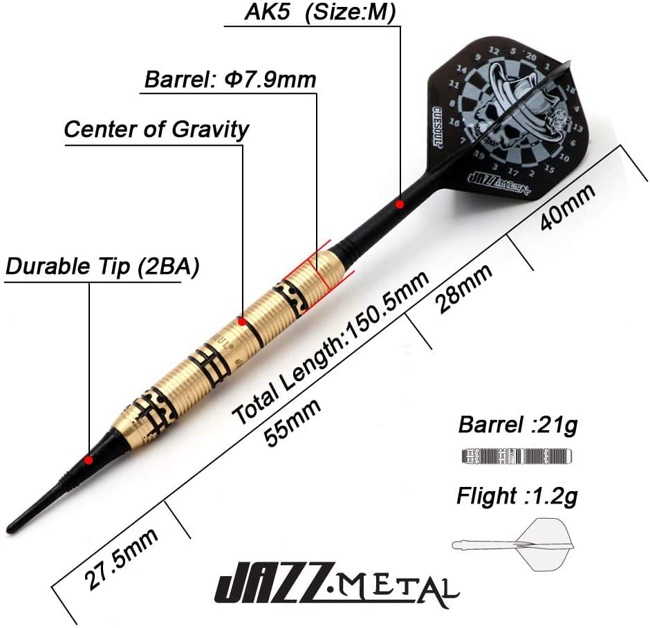 CUESOUL JAZZ-METAL 21g Steel Tip 90% Tungsten Dart Set with Integrated ROST 