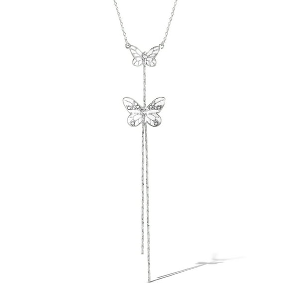 Jessica Simpson Women's Fashion Butterfly Silvertone Drop Necklace