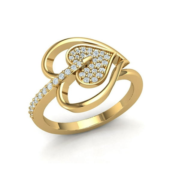 Genuine 0.25ct Round Cut Diamond Prong Women's Fancy Heart Engagement Ring Bridal Solid 14K Gold FG VS