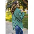 thumbnail image 4 of ABPHQTO Camisa de mujer de pana verde con bolsillo con botones, 4 of 5