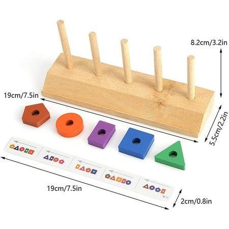 Wooden Sorting Stacking Toys for Babay Kids Shape Sorter Toys Color ...