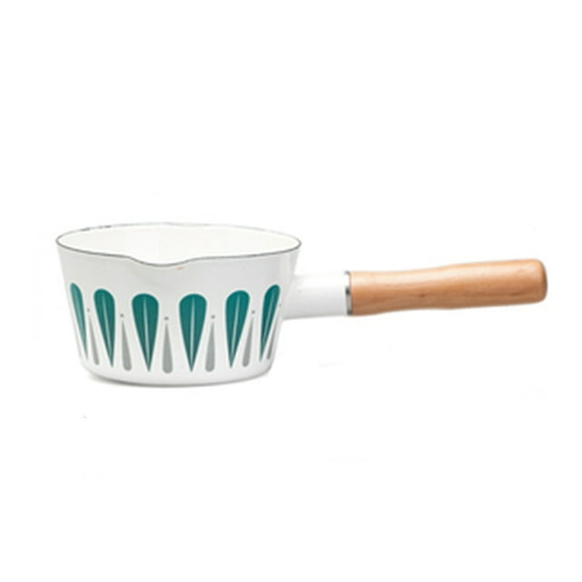 Sartén esmaltada Utensilios de cocina de 1 litro Sartén para estofado con mango de madera Patrón de Sunnimix esmalte cacerola calentador de leche