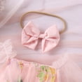thumbnail image 3 of IBTOM CASTLE Newborn Toddler Baby Girls Fall Outfit Butterfly Romper Princess Dress with Headband 1st Birthday Cake Smash Clothes for Photo Shoot 6-12 Months Pink, 3 of 8