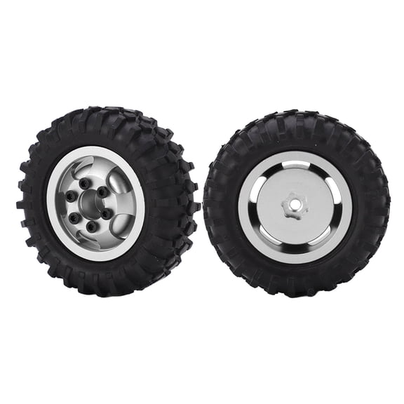 RC Metal Rims Rubber Tires,Wheel Rims Tires,2pcs/set 55mm Metal Wheel Rims Tires Set for 1/24 RC Car Wheel Rim Rubber Tyre[Silver]