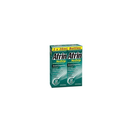 Afrin No Drip Severe Congestion Pump Mist Nasal Spray 12 Hour relief 20 mL Bottle (Pack of